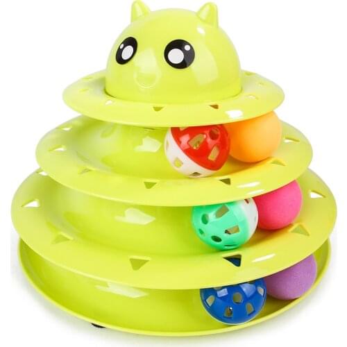 Creative New Pet Toy Fun Cat Three-layer Cat Turntable Three-color Self-hey Companion Appease Bell Toy Ball