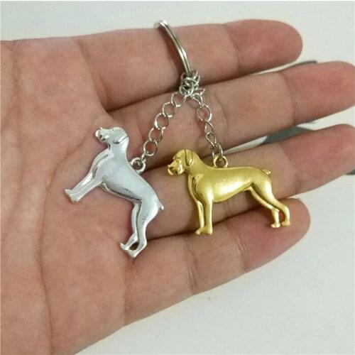 Wholesale Trendy Rottweiler Key Chains Women Bag Cars Pendant Accessory Pitbull Key Rings Gift Punk Gold Color
