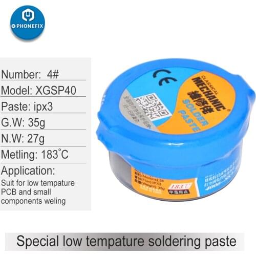 Mechanic Solder Paste 35g 183 degrees High Temperature No-Clean Lead-Free Soldering Paste for iPhone PCB Repair Soldering Paste