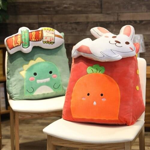 40cm/45cm Cartoon Triangle Pillow Plush Toy Soft Animal Polar Bear&Dinosaur Plant Cactus&Carrot Stuffed Pillow Sofa Cushion Gift