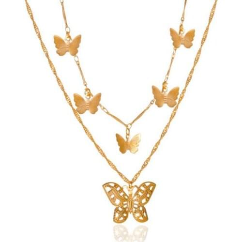Hollow Butterfly Pendant Necklace for Women Gold Color Alloy Clavicle Chain Necklace Female Collier Collares Party Jewelry Gift