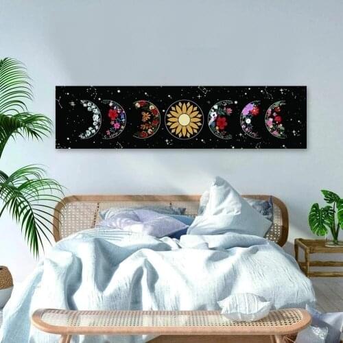 Psychedelic Moon Phase Tapestry Wall Hanging Decor Moon Floral Throw Blanket Home Decor Wall Hanging Bohemian background cloth