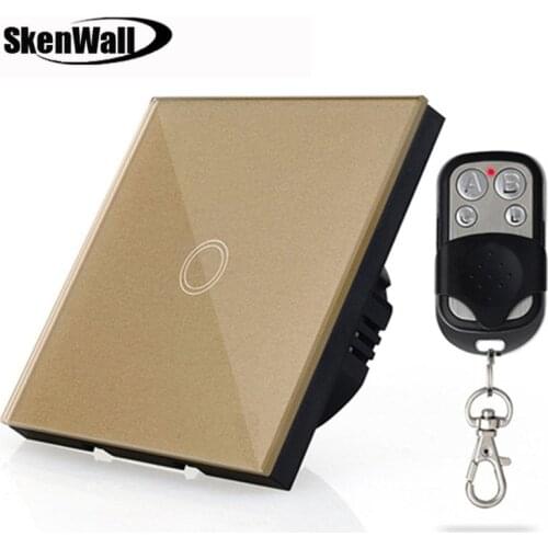EU Standard 170-240V 1Gang Remote Control Wall Light Smart Switch Touch Switch Crystal Glass Panel Surface Waterproof Fireproof