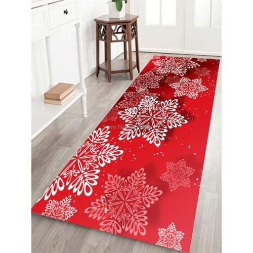 Christmas Floor Mat Santa Claus Anti-slip Kitchen Dinning Room Fireplace Soft Bedroom Carpet Rug Durable Xmas Home Decoration