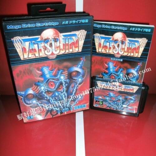Sega MD game - Tatsujin with Box and Manual for 16 bit Sega MD game Cartridge Megadrive Genesis system