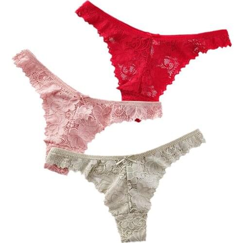 Sexy Lace Thong Pants Low Waist Panties Women T-Back Underpants Female Underwear Lingerie G-String Cotton Bottomed Ladies Briefs