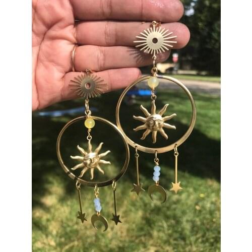 Handmade Day and Night Hoop Earrings Hoops Earrings