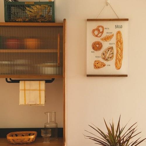 Nordic Wood Poster Calendar Hanger Frame Bread Fruit Posters Prints Wall Pictures for Home Living Room Kitchen Wall Hanging Art