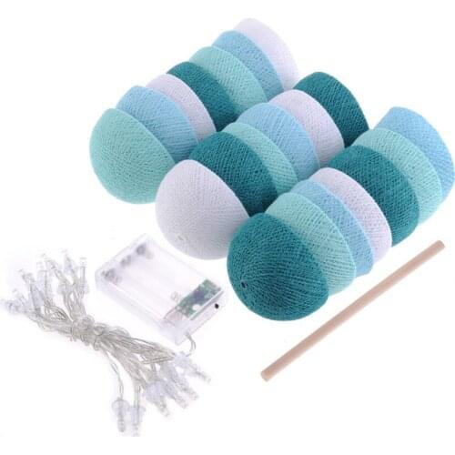 20Pcs/Lot Earth Brown Cotton Ball LED String Lights Battery Powered Fairy Decoration Party Wedding Holiday Night Lighting Lamps