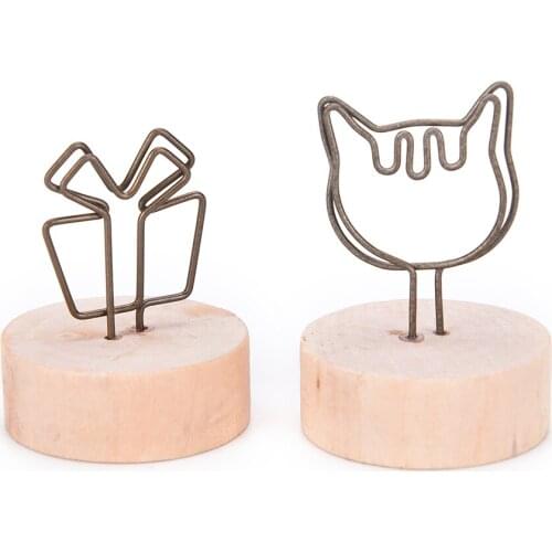 Creative Natural Wood Memo Pincer Clips Paper Photo Clip Holder Wooden Small Clamps Stand Ornament Home Decoration