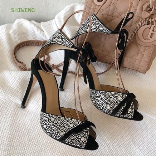 2021 Women High Heels Crystal Sandals Elegant Wedding Party Sandals Summer Wedding Bridal Stiletto Heels Sandles