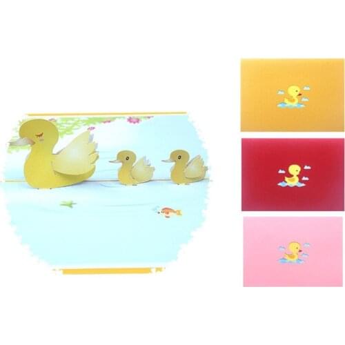 10pcs Handmade Kirigami Origami Duck 3D Greeting Cards Invitation card For Baby shower Christmas Wedding Birthday Party Gift