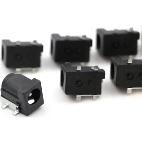 10Pcs/lot DC-050 Black DC Power Jack Socket Connector DC005 5.5*2.1mm 2.1 Socket Round the Needle Wholesale
