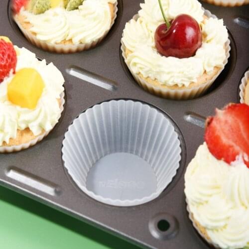 12pcs/Set Silicone Cake Mold Round Mold DIY Cupcake Jelly Oven Microwave Creative Cake Cup Mold Baking Tool
