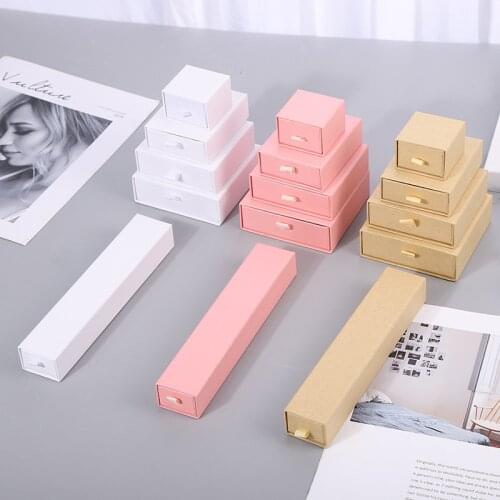 12 pcs Paper Drawer Gift Box with Black Sponge Jewelry Packaging Cardboard Ring Bracelet Earring Display Necklace Boxes