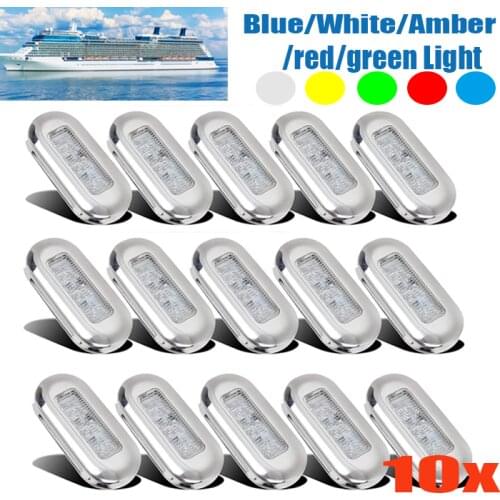 2/5/10pcs 12V Yacht Marine Boat Flush Mount Clear Lens LED Oblong Stair Deck Lamp Stainless Steel Waterproof Light