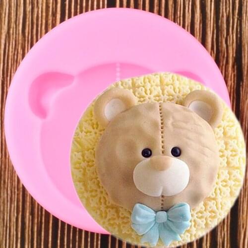 3D Bear Silicone Molds Baby Birthday Cupcake Topper Fondant Cake Decorating Tools Cookie Baking Chocolate Candy Moulds