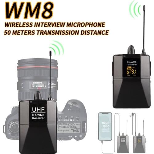 WM8 UHF Wireless Lavalier Microphone 16 Channel Lapel Microphone For Mobile Phone Video Recording Camera Live Interview