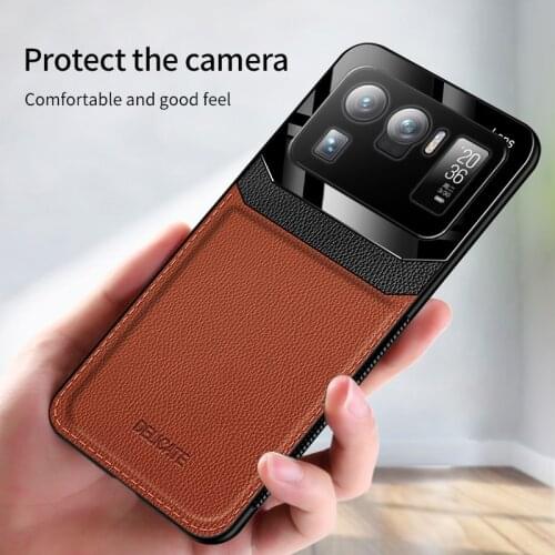 PC Grained Skin-Pattern Retro Leather Phone Case for Xiaomi Mi 11 Ultra PU And Soft Border Cover For Xiaomi Mi 11 Pro Glass Case