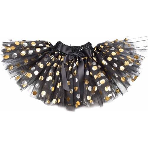 Black Fluffy Baby Tutu Skirt Girls First Birthday Party Costume Polka Dot Infant Toddler Tulle Skirt Cake Smash Newborn-5T6T