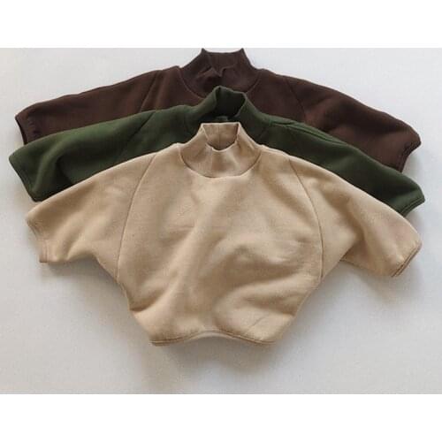 Kids Sweatershirt High Collar Plush Girls One Piece Bat Clothes Boys Long Sleeve Tops New Winter Pullover Designer Brand Costume