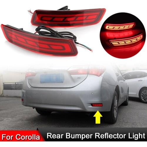 For Toyota Corolla Altis 2014-2018 Rear Bumper Reflector Warning Lamp Driving Light Braking Stop Light Dynamic Turn Signal Light