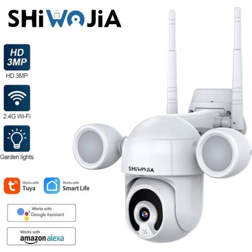 SHIWOJIA 3MP FHD Wifi Action Camera Tuya Smart Life Cloud PTZ Dome Outdoor Google Home Alexa Surveillance Security IP CCTV Cam