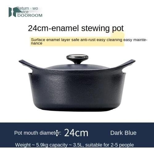 Enamel Pot Cast Iron Pot Soup Pot Enamel Household Soup Pot Open Fire Induction Cooker Universal Binaural Stew Pot
