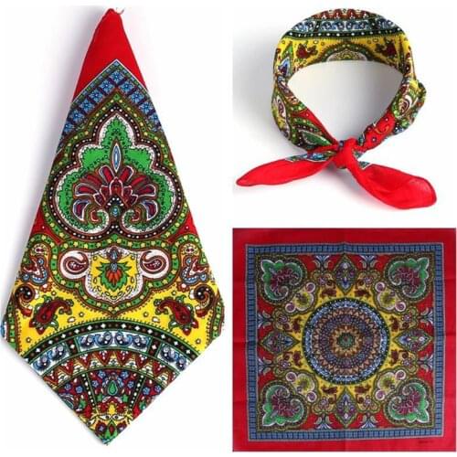 Ethnic Style Women Men Punk Hip Hop Bandana Bright Colorful Paisley Floral Print Square Scarf Cycling Dancing Headwrap Steetwear