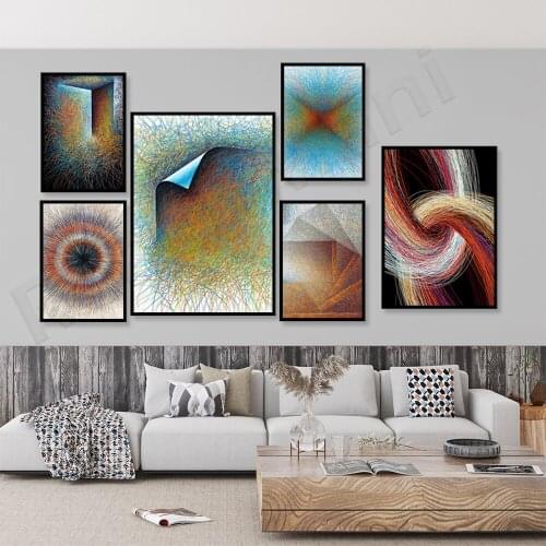 Geometric large-scale abstract print, geometric print abstract wall, abstract line art, abstract geometric fashion art work post