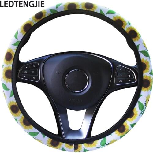 LEDTENGJIE Car Steering Wheel Cover Elastic Without Inner Ring Skull Pattern, Fashionable Interior In Four Seasons