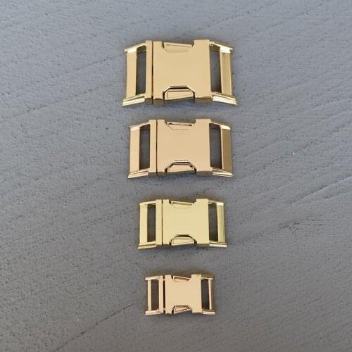 10 Pcs 15/20/25/30mm Metal Gold Buckle Side Release Curved Belt Buckle for Bag DIY Paracord Buckles Bracelet Trinket Bracelet