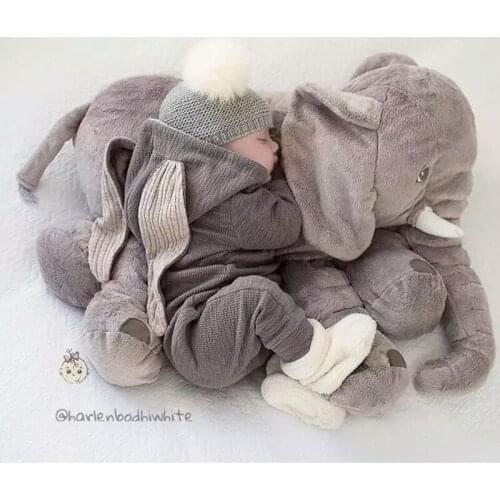 40/60CM Infant Soft Kids Elephant Doll Baby Sleep Playmate Cushion Calm Appease Stuffed Toy Plush Gray Elephant Pillow Xmas Gift