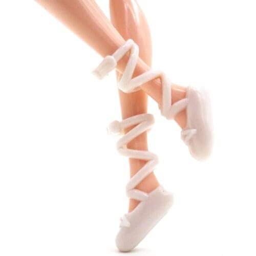 NK 5 Pairs Doll Shoes White High Heels Fashion Ballet Sandals For Barbie Doll Accessories High Quality Baby DIY Toy 005D