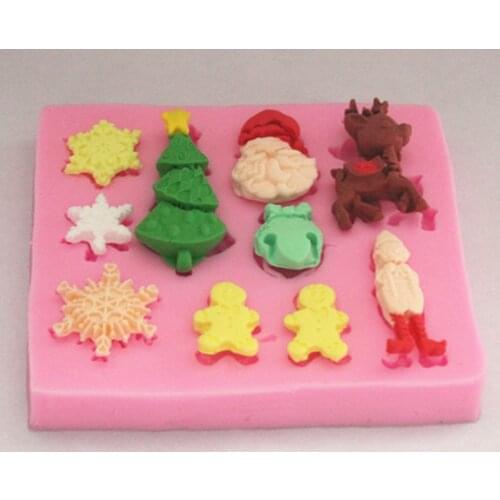 New Christmas snow Reindeer silicone fondant cake molds soap chocolate mould FM217