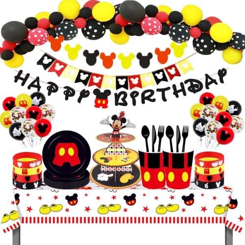 Mickey Mouse Party 1st Birthday Disposable tableware decoration anniversaire fille for baby baptism party cake paper plate decor