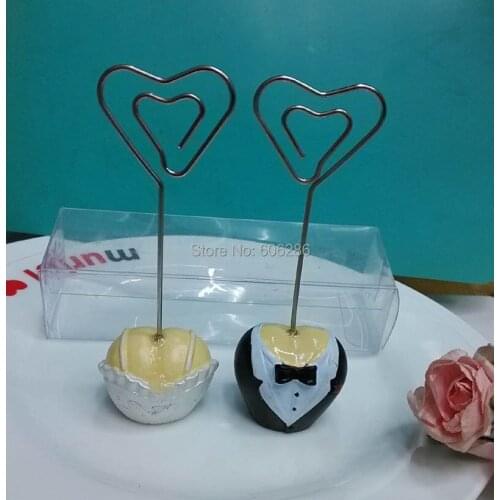 Wholesale 200pcs=100pairs/lot Resin bride and groom photo place card holder Wedding Supplies,Party Table Decoration