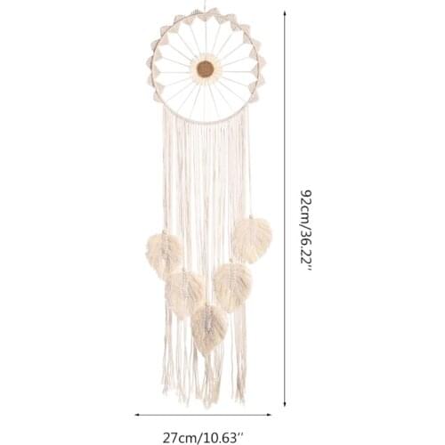 Bohemian Macrame Leaf Woven Tapestry Handmade Wall Hanging for Bedroom Dorm Living Room Art Ornaments Wedding Apartment