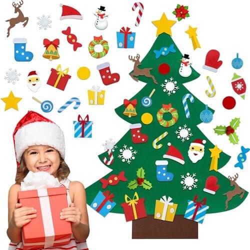 Busy Board Montessori Education Toy 32pcs Felt Christmas Tree Xmas Tree Gift Toys for Kids Party Door Wall Ornament Decorations