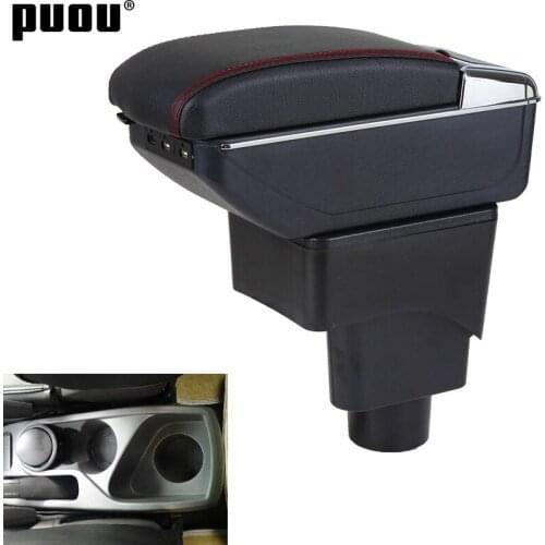 Armrest box For Ford Ecosport interior PU Leather Centre Console Storage Box cup holder ashtray car-styling accessorie 2013-2017