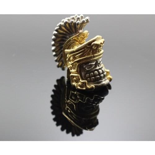 Roman Skull Helmet Pendant Brass Soldier Knife Beads Necklace Pendant