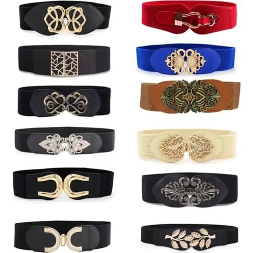 Womens Fashionable Elastic Wide Variety Of Belt Designer Luxury Brand Golden Buckle Waist Dress Coat Sweater Decorative Waistba