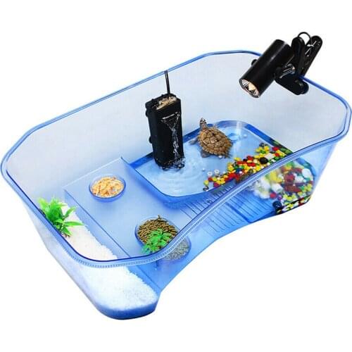 1PC Reptile Turtle Vivarium Box Tortoise Aquarium Tank with Basking Ramp Tortoise Water Tank 40*23*13cm