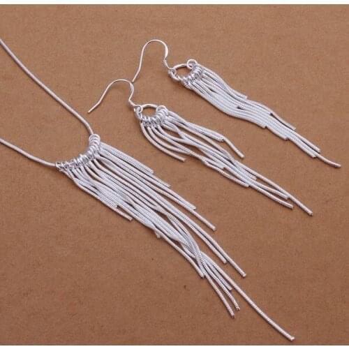 Silver color jewelry set high quality European style chain for women lady wedding Necklace Dangle Earrings set S362