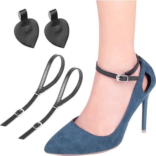 INCHENG Detachable High Heels Anti Slip Shoe Straps Elastic Ankle Shoelace Self-Adhesive Heel Cushion Inserts for Women Ladies