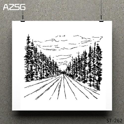 AZSG Forest Road Clear Sky Clear Stamps/Seals For DIY Scrapbooking/Card Making/Album Decorative Silicone Stamp Crafts