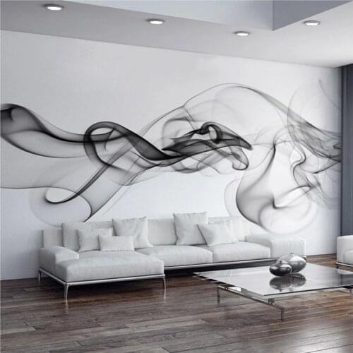 Modern 3D Wall Mural Wall Cloth Black White Smoke Fog Art Design Wallpaper For Walls Living Room Gallery Backdrop Wall Coverings