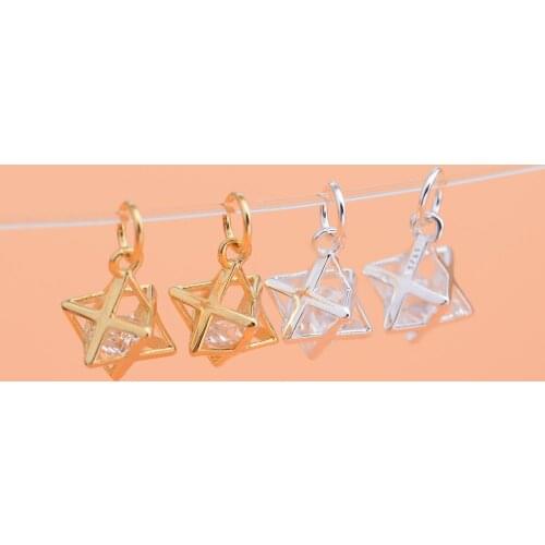 S925 sterling silver jewelry accessory with diamond zircon three-dimensional hexagon star pendant