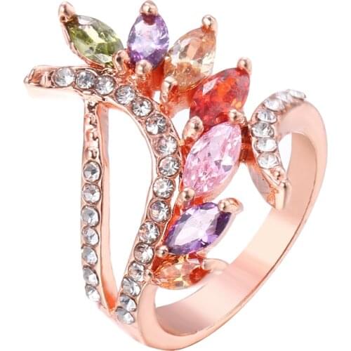 Bettyue Brand Charm Fashion Cut Luxury AAA Zircon Rose Gold Color Gothic Style Jewelry Rings For Woman Wedding Party Gifts