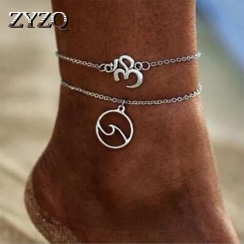 ZYZQ Bright Silver Plated Beach Anklets Summer Beach Accessories Jewelry Lovely Anklets For Women With Wave Shaped Pendant Hot